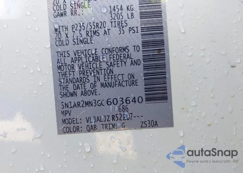 2016 Nissan Pathfinder Platinum из США, поврежденный, VIN 5N1AR2MN3GC603640